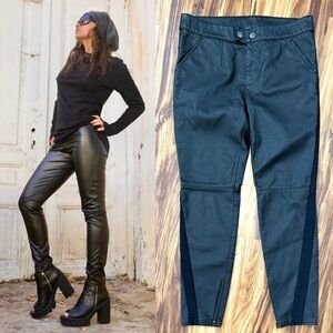 Free People Black Faux Leather Moto Pants